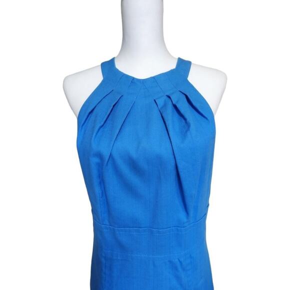 LOFT‎ Pleated Dress Royal Blue Size 8 - Picture 2 of 7